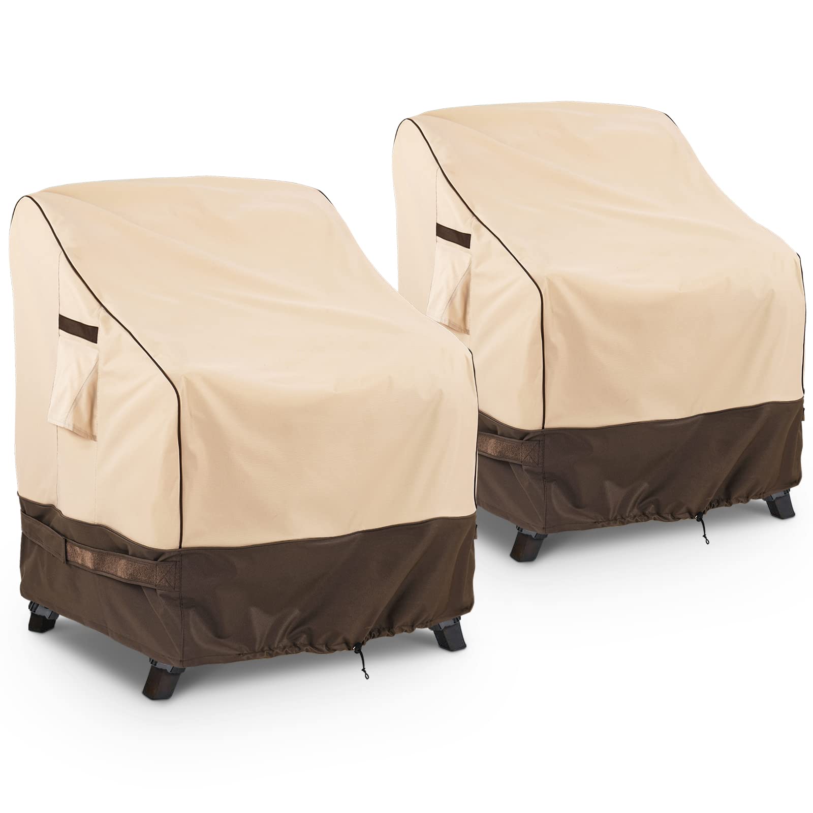 KylinLucky Waterproof Patio Chair Covers 2 Pack 33.5x31.5x36 Inches, Outdoor Furniture Protectors for All-Weather, Durable Khaki Chair Covers for Patio Image