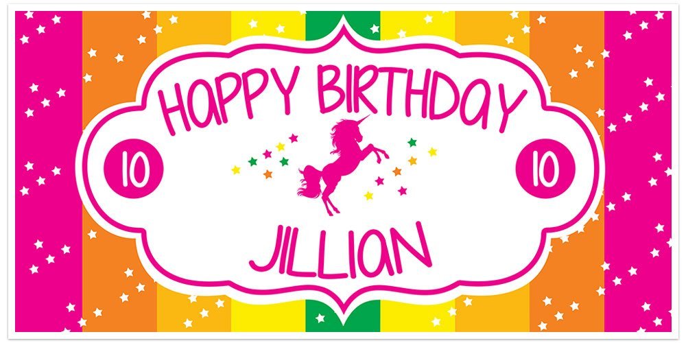 Amazon Com Unicorn Rainbow Birthday Banner Custom Party