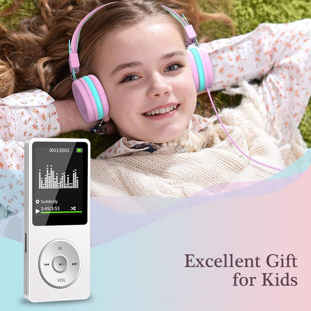 MP3 Player, 16GB Music Player with FM Radio, Voice Recording, E-Book, Game, Video Player, Portable Hi-Fi Lossless Sound Built-in Speaker MP3 Music Player, Support up to 128GB -White(Include Earphones): Home Audio & Theater