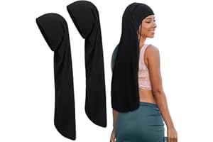 Twistover 2 Pcs Jumbo Dreadlock Cap Hair Dreads Head Wrap Loc Wraps for Dreads Hair Accessories for Men Women Sleeping(Black,Black,30 Inches)
