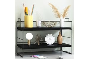 SIDIANBAN Desktop Organizer Shelf Office Storage Rack Adjustable Display Shelf for Office Supplies（Black）