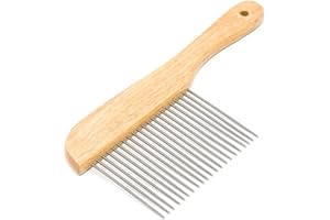 Ryan's Pet Supplies Paw Brothers Poodle Comb Brush for Dogs, Professional Grade, Wooden Ergonomic Handle, Stainless Steel Teeth, Dematting Comb for Dogs, Extra Long Teeth