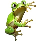 2 pcs Sitting in Front of The Frog Funny Car Bumper Sticker,5 Inch Vinyl Decal, Waterproof,Die-Cut for Cars,Windows,Laptops W-11