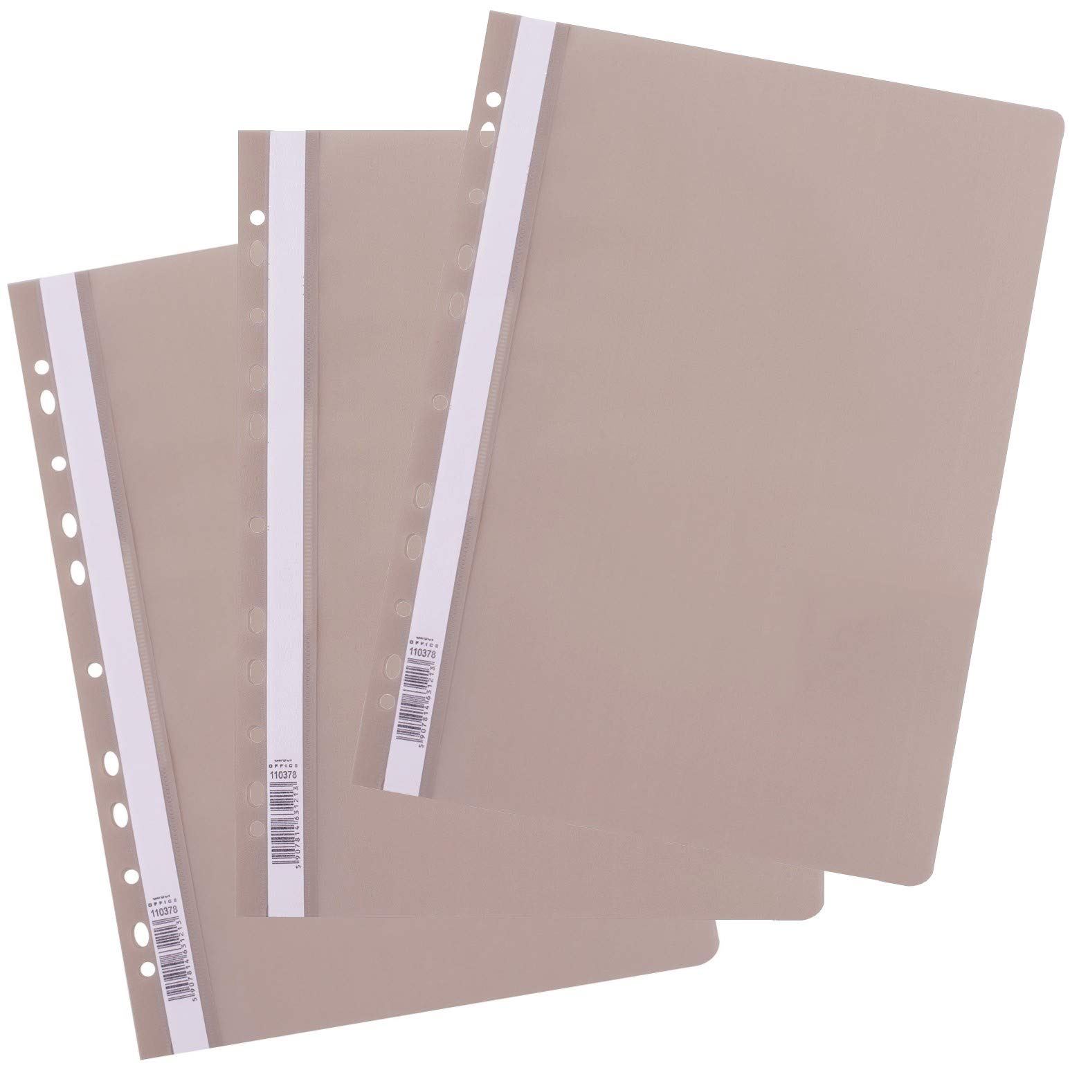 D.RECT Pack of 25 A4 File folders with Perforation Made of Plastic with Transparent Front Cover, Plastic File Folder Made of PP Film, Perforated, Euro Perforation, Grey