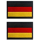 2 Pcs Germany Deutschland Flag Patches, Tactical Embroidery German DE Applique Emblem Military Patch with Hook and Loop Fastener for Hats Backpack Jackets Clothes Uniform Vest Team