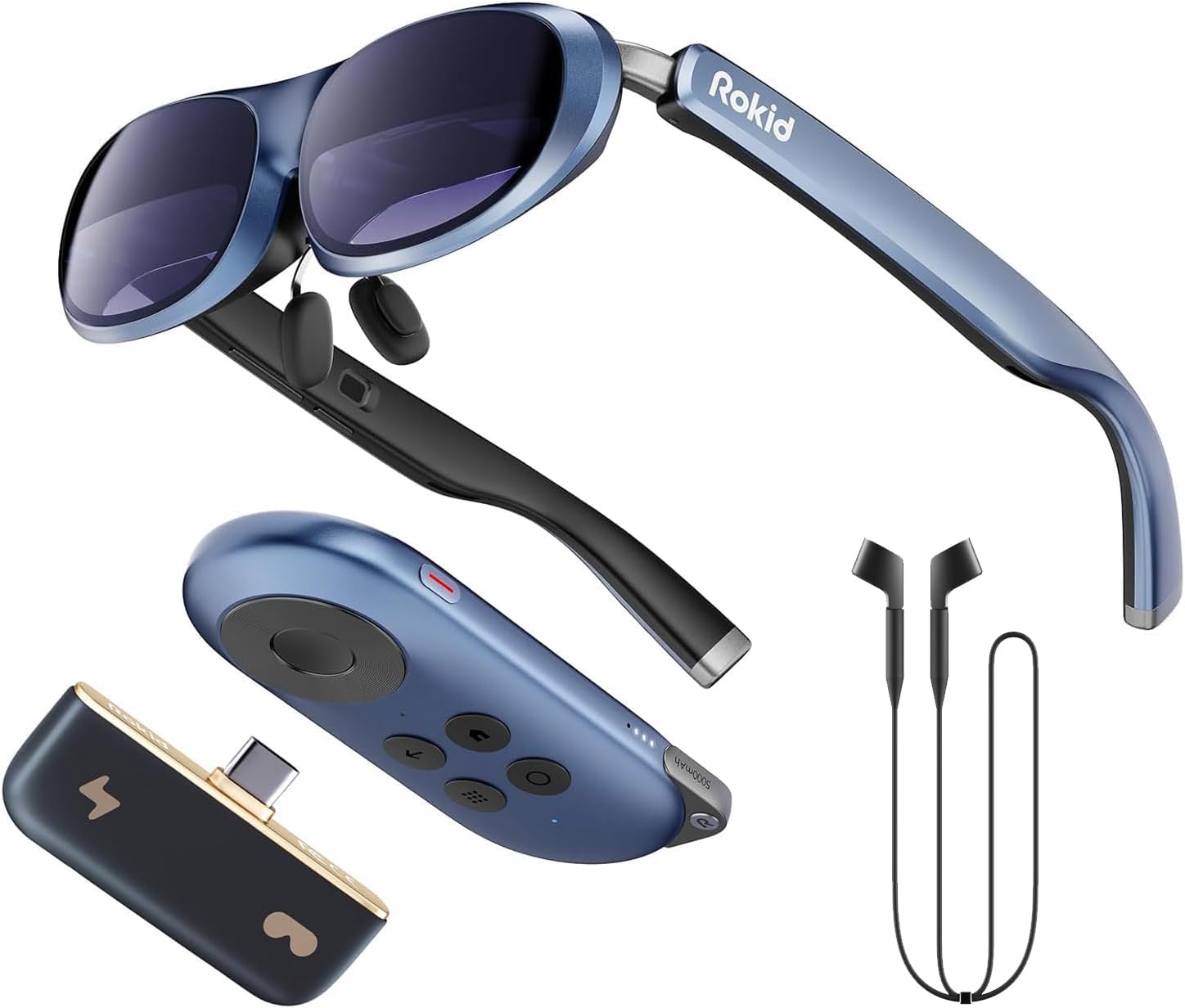 Rokid Joy Pack AR Glasses+Mini Hub+Anti-Slip, Play While Charging, Android TV Smart Glasses with 360