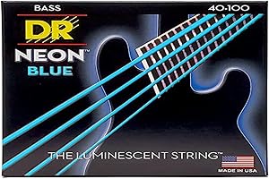 DR Strings NBB40 40-100 Lite Set Handmade Neon Hi-Def Blue Coated Bass Strings