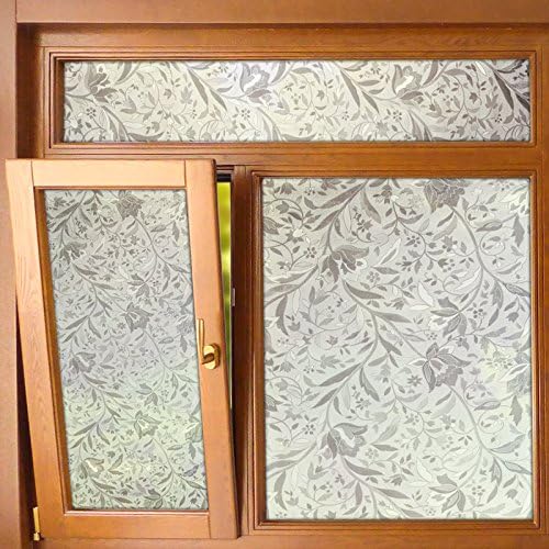 3D Window Films Frosted Privacy Film Static Decorative Film Non-Adhesive Heat Control Anti UV for Home Kitchen Office 17.7In. By 78.7In.