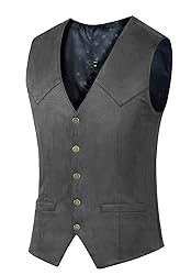 JYDress Men's Suede Leather Vest Vintage Cowboy