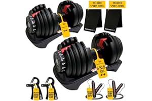 MotionGrey 5-52.5LB Adjustable Dumbbell Set (Single/Pair)| All-in-One Space-Saving Dumbbells with 15 Settings|Compact Weights