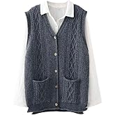 Minibee Women's Sweater Vest Casual Sleeveless Cardigan V-Neck Button Down Vest with Pockets