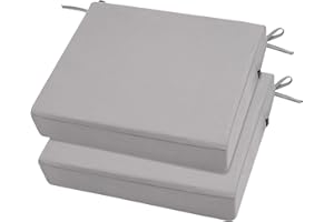 idee-home Outdoor Chair Cushions Set of 2, 3" Thick Outdoor Cushion Seat Cushion Waterproof Patio Furniture Cushions with Ties,Dining Chair Cushions Indoor Chair Pads 18.5" x 16" x 3" Gery