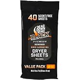 Dead Down Wind BLACK Premium Unscented Dryer Sheets - 40 count
