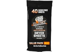 Dead Down Wind BLACK Premium Unscented Dryer Sheets - 40 count