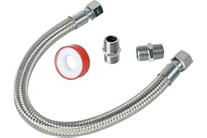 ZEPNL STORE Industrial Grade Compressor Jumper Hose 1/4" NPT Male x 24" Length,Stainless Steel Air Hose with Both Sides 360°Swivel Fittings,450 PSI&750°F High Temp & Pressure Resistance for Compressed Air Systems