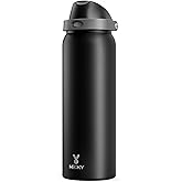 40 oz Insulated Water Bottle for Sports: Meoky Stainless Steel Water Bottle with 2-in-1 Straw and Spout Lid - Leak Proof, Cold for 24 Hours, Protective Silicone Base, BPA-Free for Gym, Night