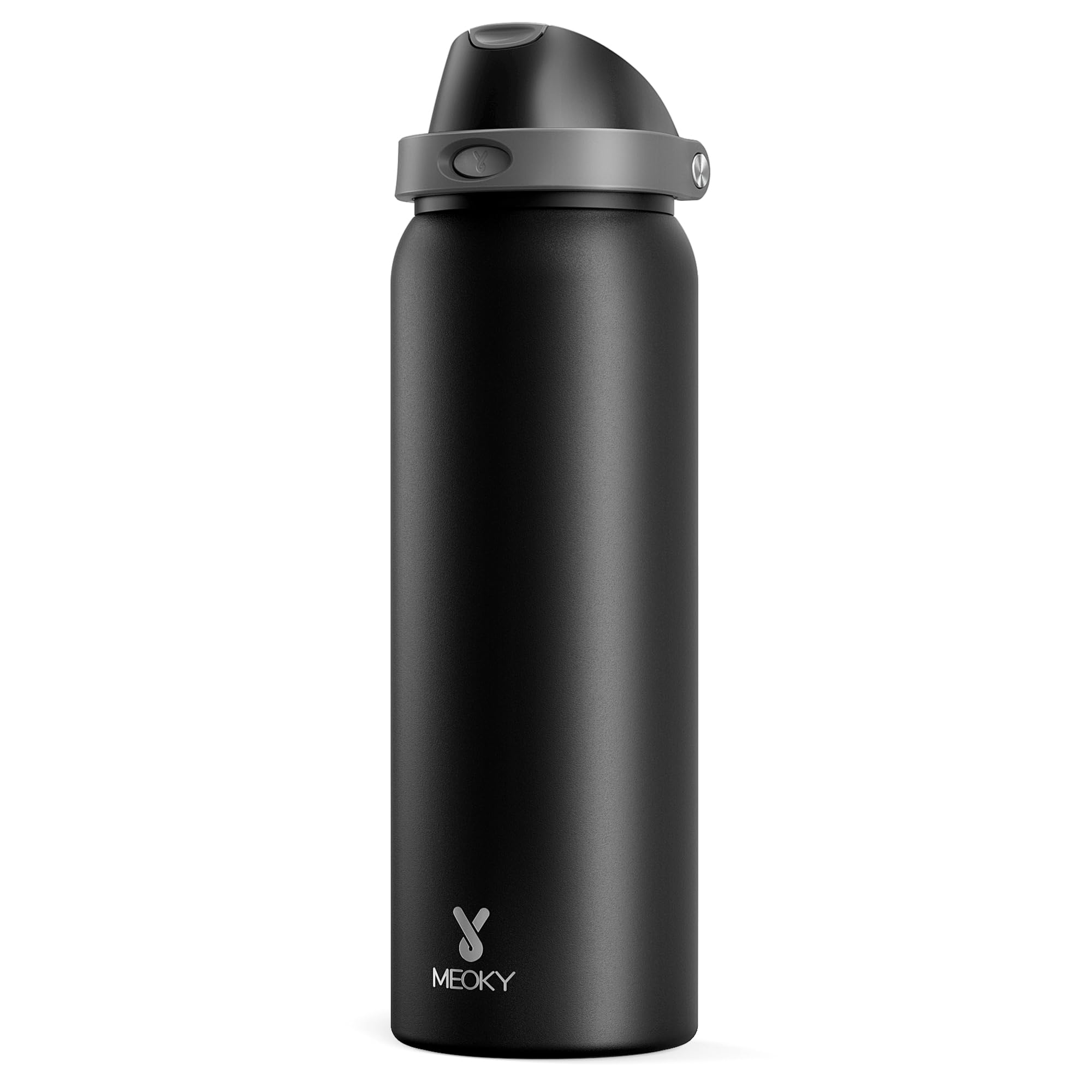 40 oz Insulated Water Bottle for Sports: Meoky Stainless Steel Water Bottle with 2-in-1 Straw and Spout Lid - Leak Proof, Cold for 24 Hours, Protective Silicone Base, BPA-Free for Gym, Night Image