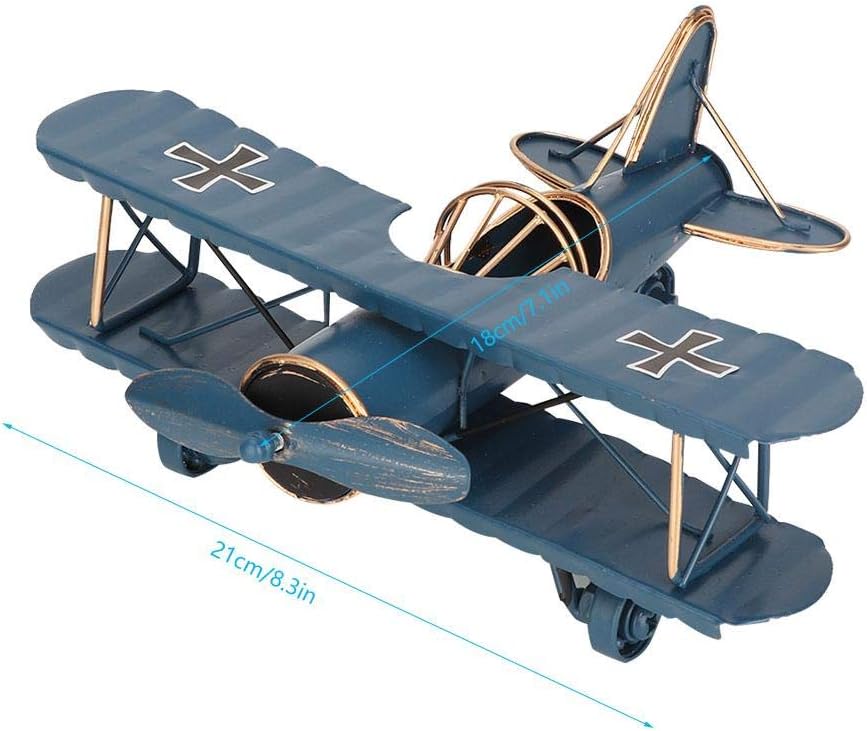 Airplane Model, Vintage Iron Decorative Aircraft Biplane Pendant Toys for Photo Props Desktop(Blue), Yellow,blue,red,black - Image 5