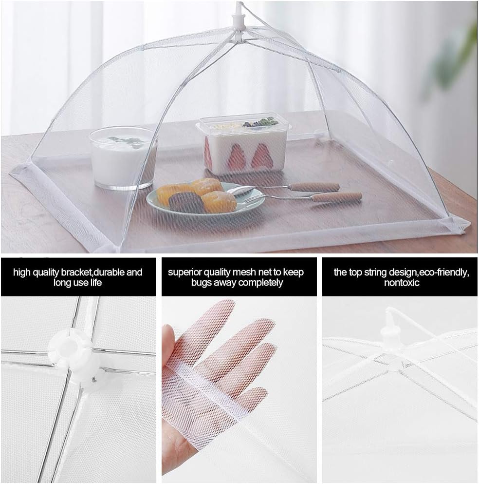  | Pop-Up Mesh Screen Food Cover Tent Umbrella, SPANLA 8 Pack Food Cover Net for Outdoors, Screen Tents, Parties Picnics, BBQs, Reusable and Collapsible Reusable and Collapsible, 17 Inches: Plate Serving Covers