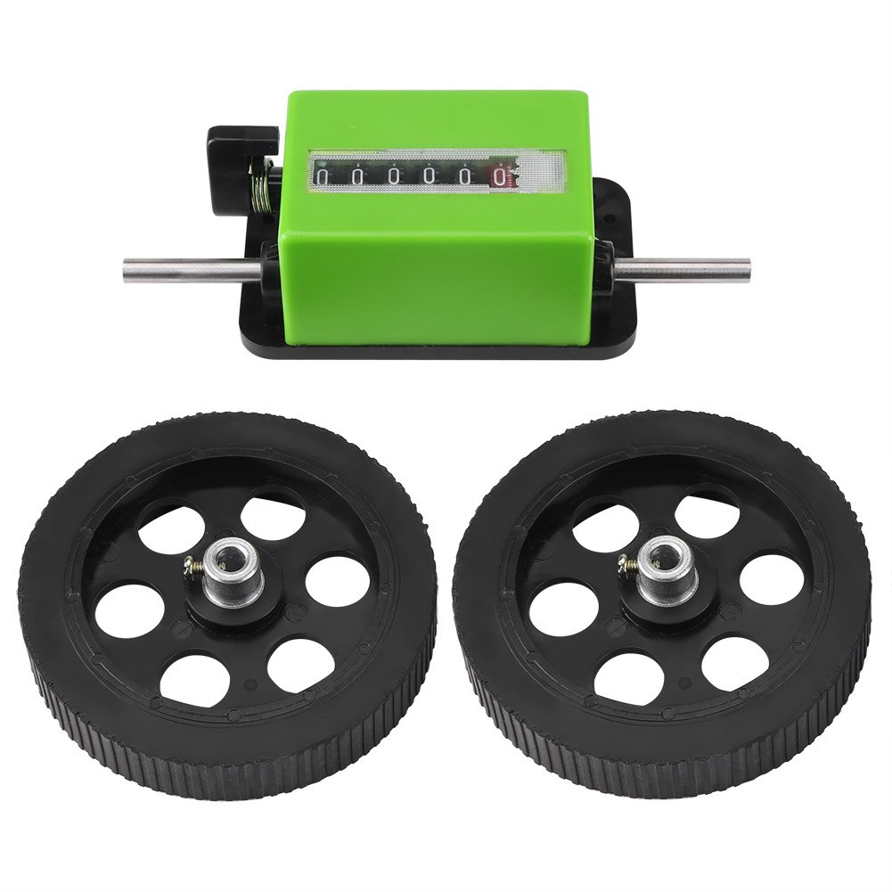 Roller-Type Counter, 6 Digit Meters Rolling Length Measurement Counter Mechanical Length Meter Measuring Counter Rolling Wheel Green with 0-9999.9 Yard Counter Range for Measuring Textile, Printing