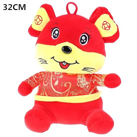  Sushafen 1piece Rat Plush Toy Red Mascot Soft