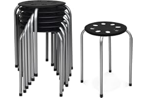 RELAX4LIFE Stackable Classroom Stools Set-of-6-17.5’’ Backless Decoration Nesting Stools w/Round Top for Office Dining Room S