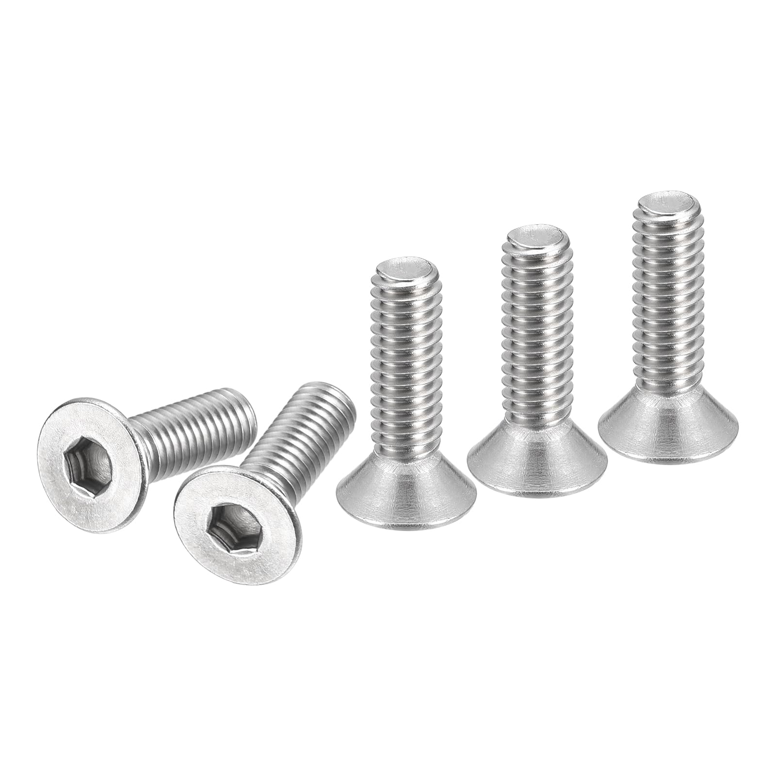 DTGN #10-32 x 5/8" Flat Head Socket Cap Screws, 50 Pack 304 Stainless Steel Hex Socket Flat Head Screws, Full Thread, Countersunk Bolts
