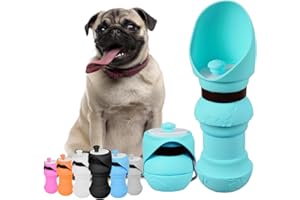 Hiksuky 19Oz Dog Water Bottle, Foldable & Portable Pet Travel Essential, Food Grade Leak-Proof Silicone Drink Bottle with Dispenser, Perfect for Walks and Adventures Blue,
