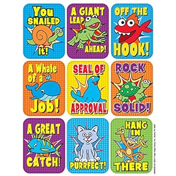 72 Motivational Animal School Stickers - Teacher Positive Rewards - Whale of a Job- Seal of Approval - Classroom Incentive - Teacher Education Classroom Party Favors