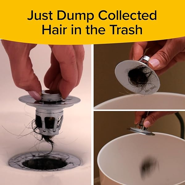 MER-MAID DRAIN MAGIC AS-SEEN-ON-TV REPLACE BROKEN OR MISSING BATHROOM DRAIN STOPPERS IN SECONDS, NO TOOLS, PUSH TO FILL, HAIR CATCHER PREVENTS CLOGS, WATERTIGHT SILICONE SEAL,CHROME PLATED SOLID BRASS