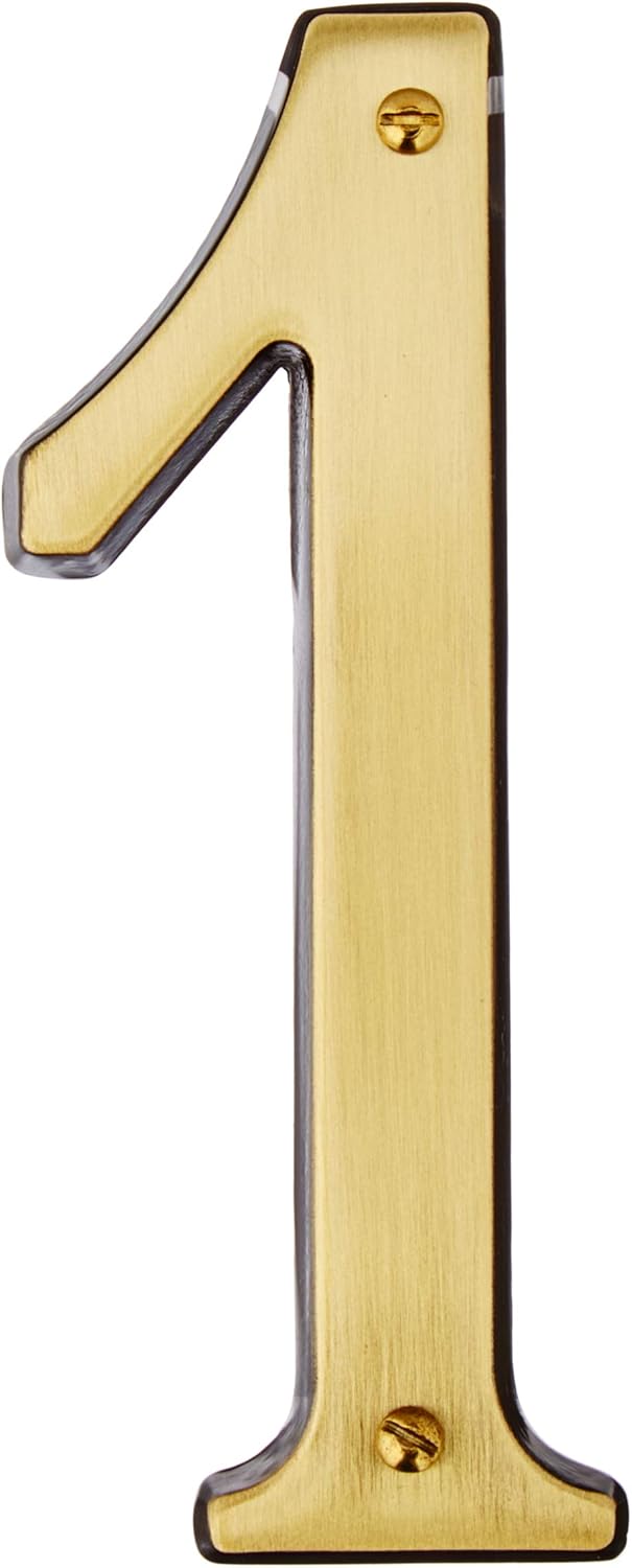 Baldwin 90671060 71# 1 House Number, Satin Brass & Brown