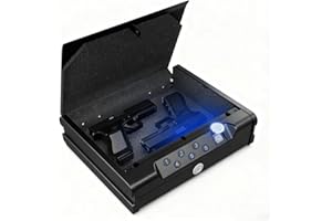 GENERIC Biometric Gun Safe with 3 Unlock Ways - ≤0.1s Fast Fingerprint Access, Voice Prompt Function, Secure Steel Lockbox, Fits Handguns & Revolvers, Perfect for Living Room, Bedroom Storage & In-Car Use