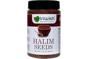 Nutriwish Natural Halim Seeds | 17.6 oz (500 g) | Pure & Natural Garden Cress Seeds | Safe & Beneficial Aliv Seeds | Halim Aliv Garden Cress Seeds for Eating | No Additives | High Protein Snack |