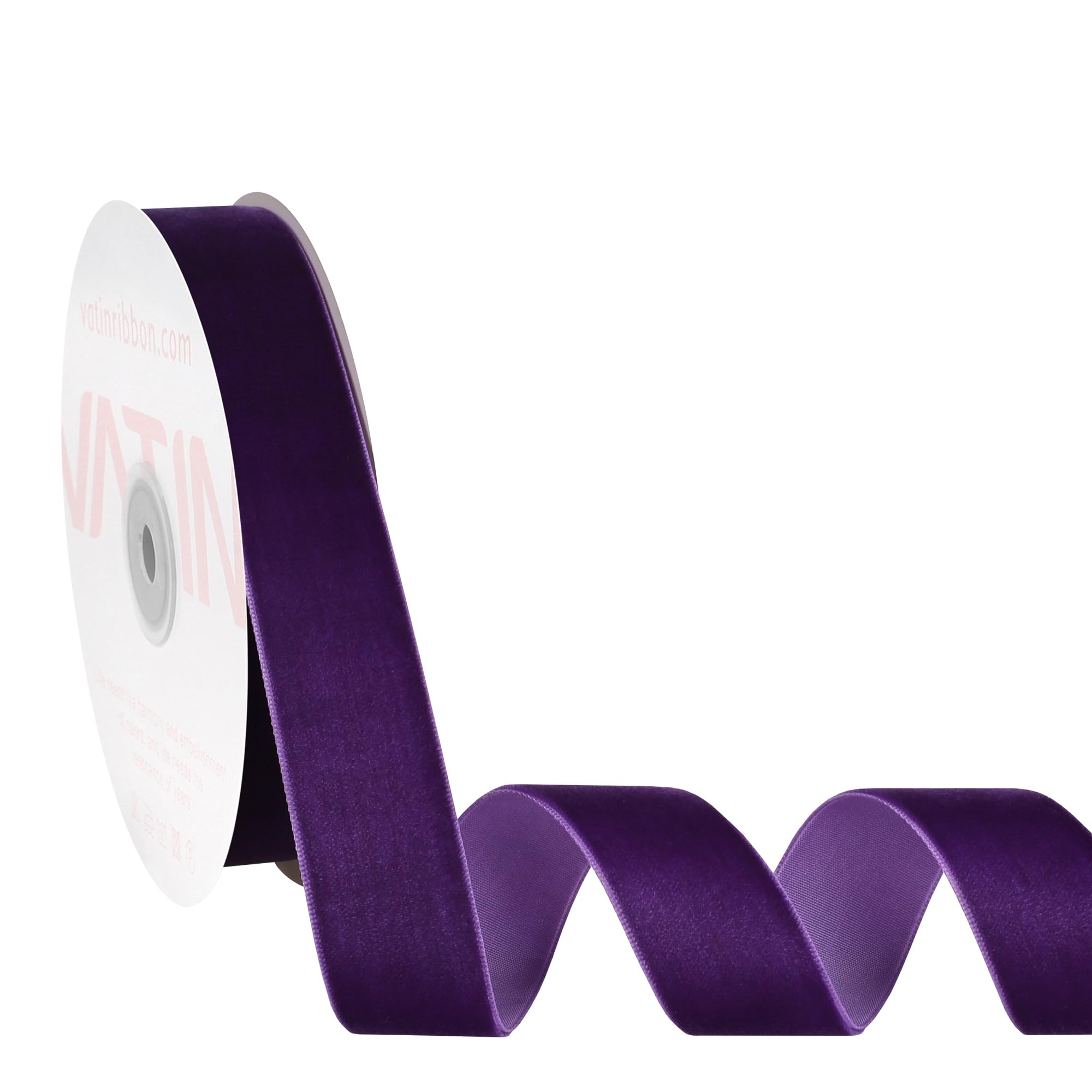 VATIN 26mm Wide Nylon Woven Vintage Purple Velvet Ribbons by 23 Metres Spool, Perfect use for Choker, Gift Wrapping, Floral Bouquets, Home Décor