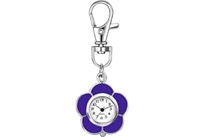 JewelryWe Backpack Key Chain Watch: Clip-on Quartz FOB Pocket Watch Novelty Cute Flower Carabiner Watches for Christmas