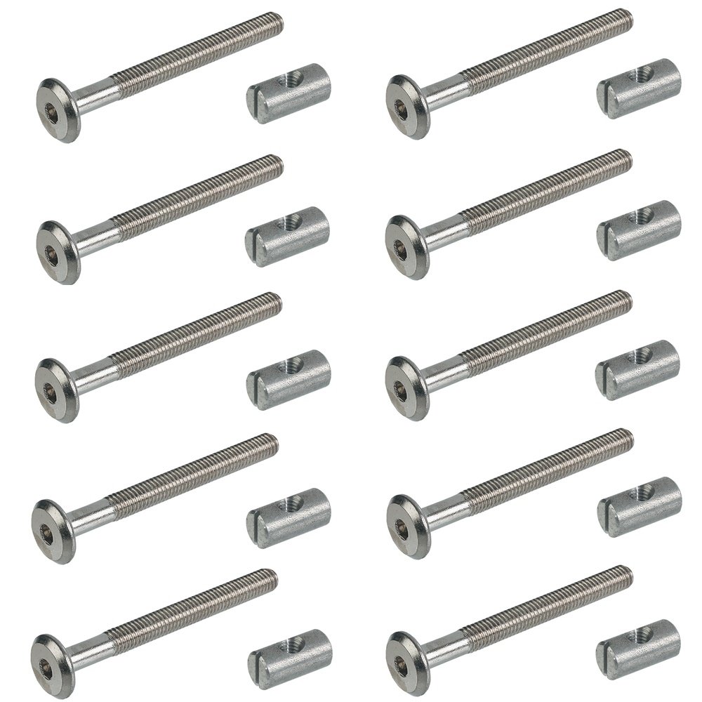 Gedotec Furniture Connector Bed & Cabinet Flat Head Screw M6 x 90 mm with Horizontal Nut Bolts Galvanised Steel Connection Screws for Furniture & Wood Pack of 10 Furniture Fittings — image 1