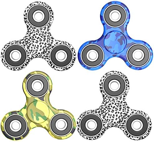 LUSCREAL Fidget Spinner [Anti Anxiety] Colorful Figit Hand Toy for Relieving Boredom ADHD Autism(4 pack Mix 2Leopard Brown+Mouflage Green+Mouflage Blue)