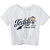 Arshiner Girls Casual Tie Dye Short-Sleeve T-Shirt Cute Print Summer Blouse for Girls Twist Front Tunic Tee Tops