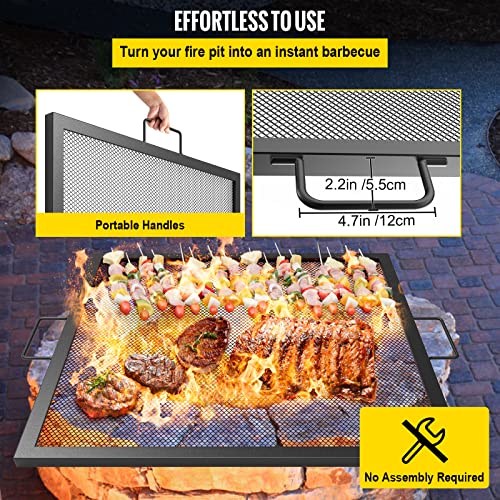 VEVOR Square Fire Pit Grate, 40 x 40 inch Fire Pit Grill Grate, XMarks