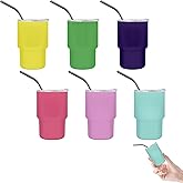 JUSONEY 3oz Mini Tumbler Shot Glass with Straw and Lid,Sublimation Shot Glasses Tumblers Set Stainless Steel Double Wall Vacuum Insulated Shot Glass for Party Wedding BarCocktail Coffee