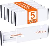 Lifewit 5 Pack 4in Drawer Dividers Adjustable 28-44.5cm White view 1