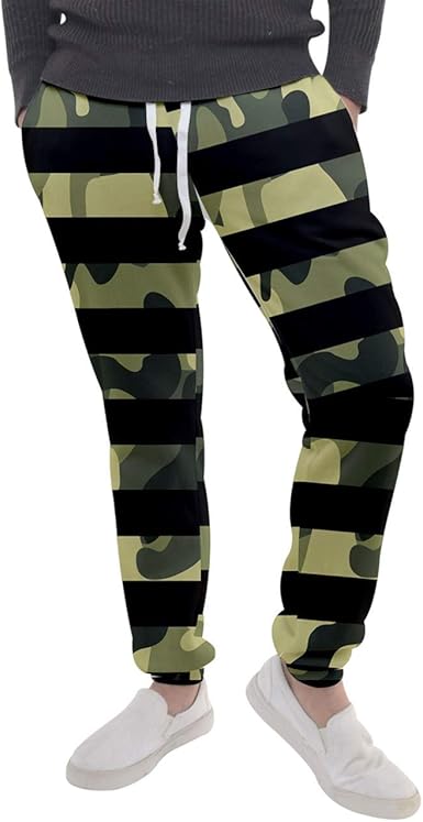 black sweatpants with red and white stripe