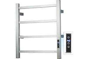 SHARNDY Towel Warmer with Built-in Timer ETW13-2A for Bathroom Wall Mounted Bath Towel Heater Plug-in Electric Heated Towel Rack Brushed