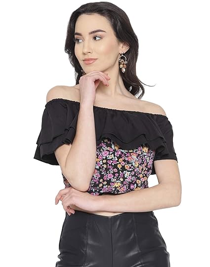 womens black bardot top