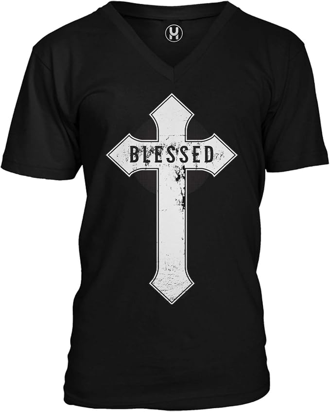 Blessed Cross Religious Symbol Christian Unisex VNeck TShirt