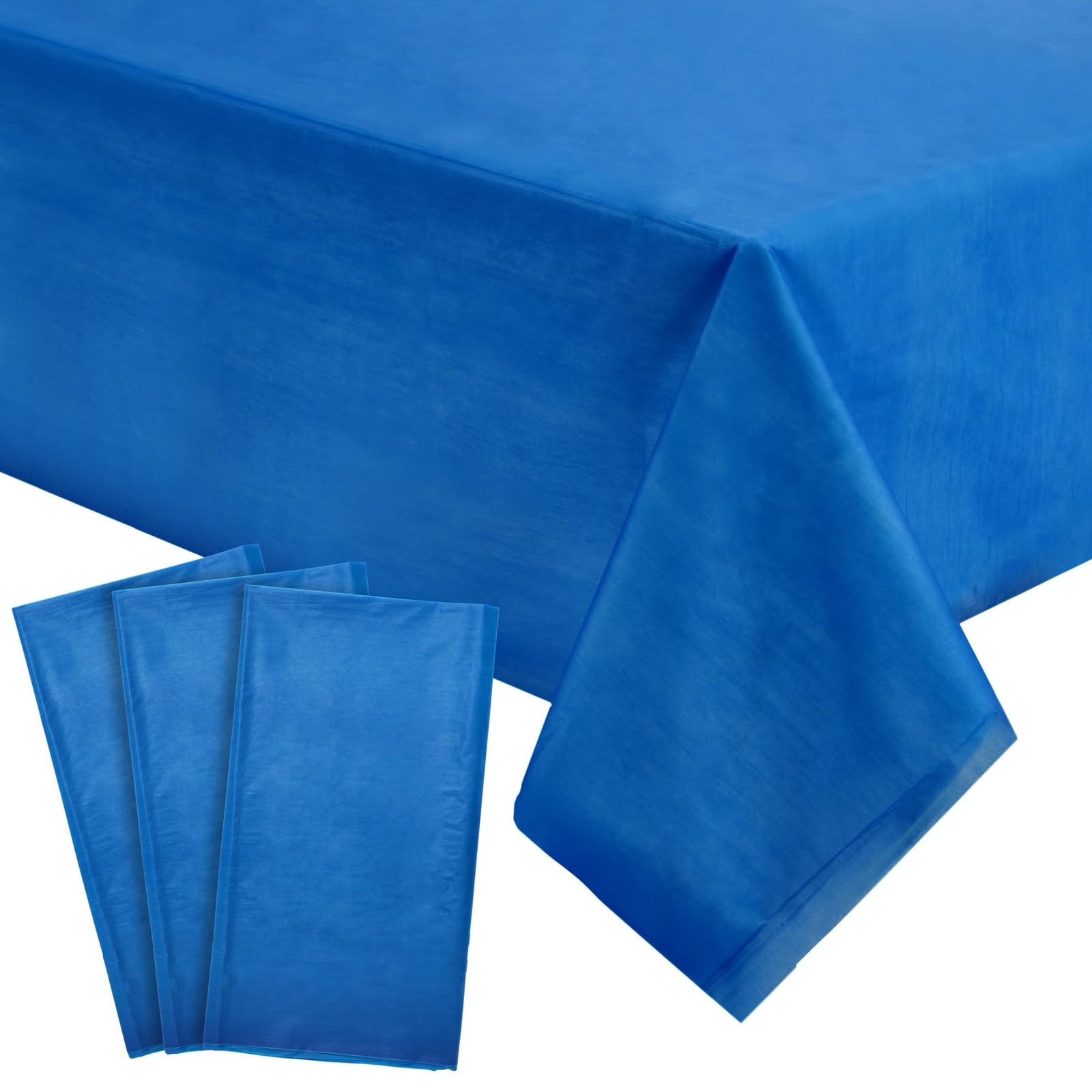 3 Pack Plastic Royal Blue Tablecloth for Parties, Rectangular Table Decorations, 54 x 108 Inches, Disposable Table Cover for Birthday, Graduation Party Supplies