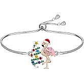Christmas Tree Bracelet Sterling Silver Christmas Flamingo Gifts for Women Mom Colorful Holiday Winter Xmas Jewelry