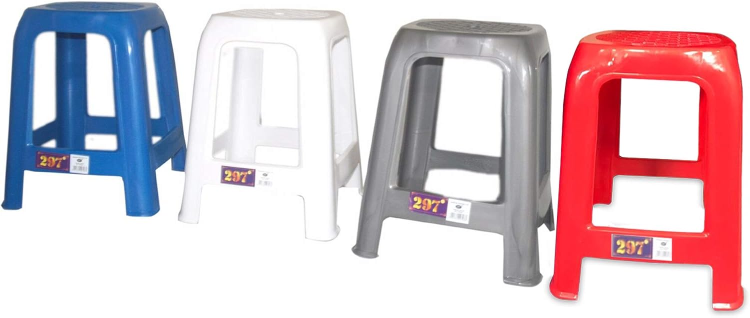 297 Plastic Large High Tall Long Kick Stool Colour Red BigaMart