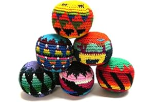Mia Jewel Shop Multicolored Crochet Assorted Geometric Pattern Hacky Ball Foot Bag Kick Sack - Handmade Gifts Tribal Guatemalan Toys - Wholesale Set of 3, 6, 12, or 24 (Set of 24)