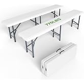 Ortus Collective 6FT Folding Bench - Heavy Duty 770lbs Capacity, Safety Locking Button &amp; Wider Carrying Handle, Foldable Portable Bench for Outdoor, Picnic, Storage, Camping - White, 2 Pack